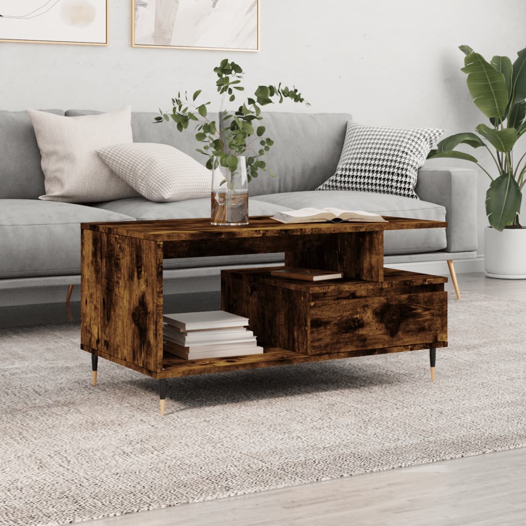 Masuta de cafea, stejar fumuriu, 90x49x45 cm, lemn prelucrat — imaginea 2
