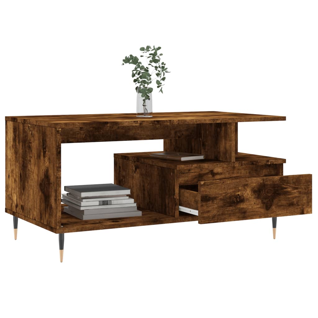 Masuta de cafea, stejar fumuriu, 90x49x45 cm, lemn prelucrat — imaginea 4