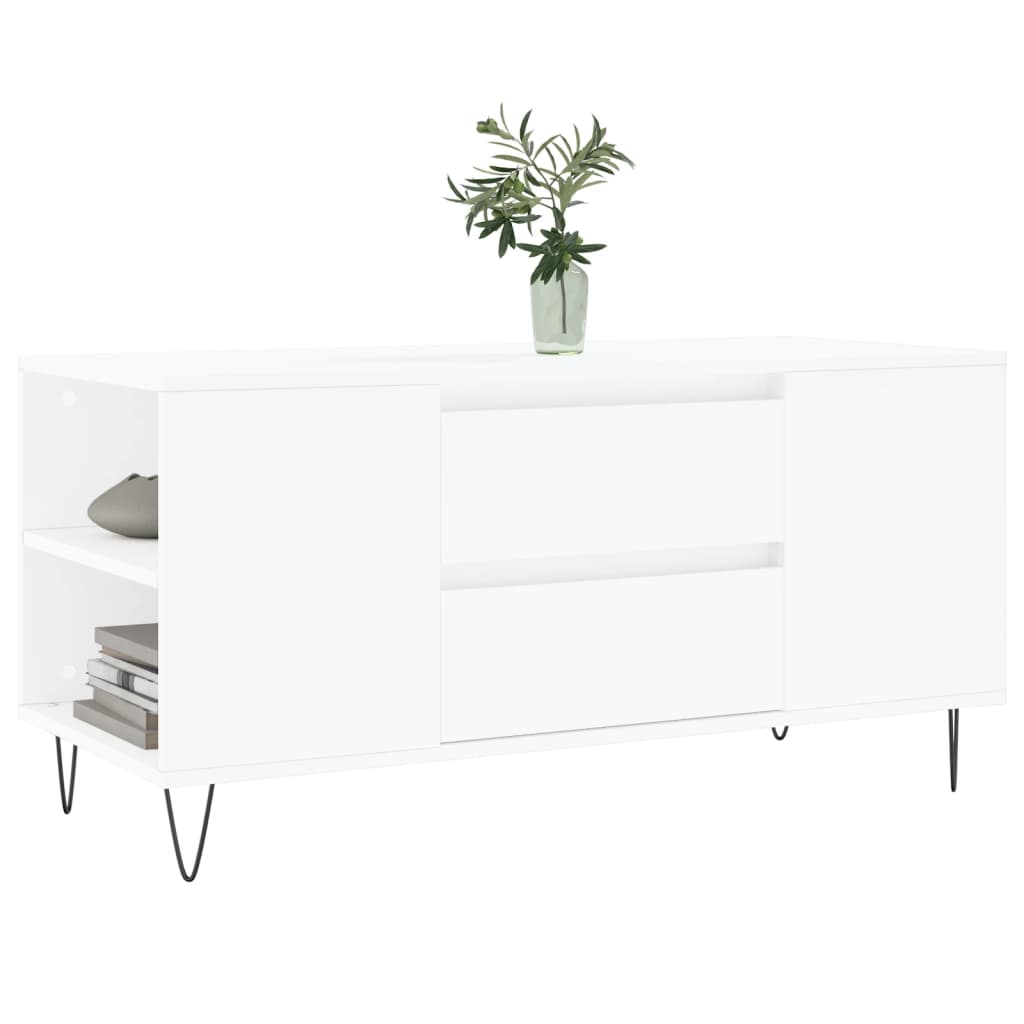 Masuta de cafea, alb, 102x44,5x50 cm, lemn prelucrat — imaginea 3