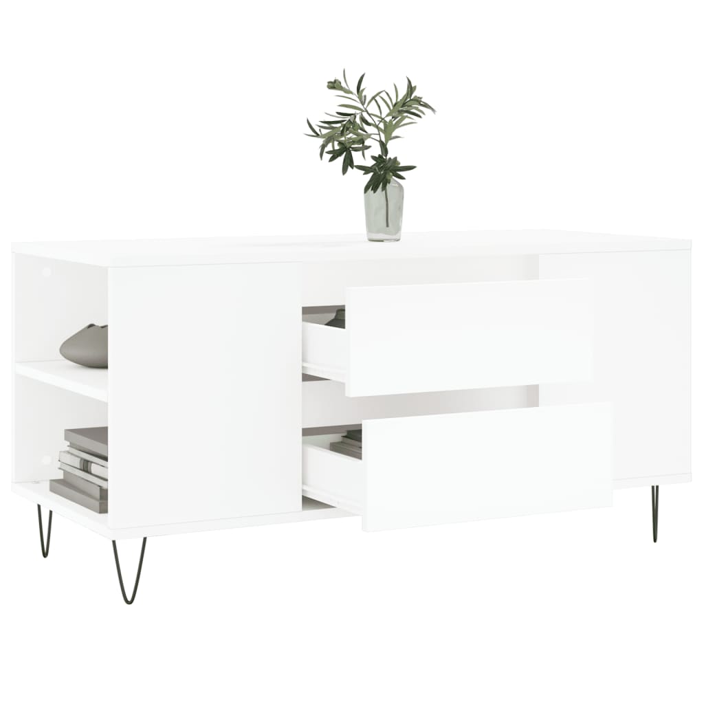 Masuta de cafea, alb, 102x44,5x50 cm, lemn prelucrat — imaginea 4
