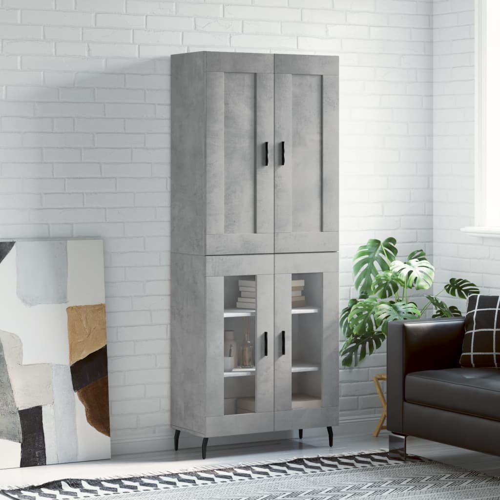 Dulap inalt, gri beton, 69,5x34x180, lemn compozit — imaginea 2