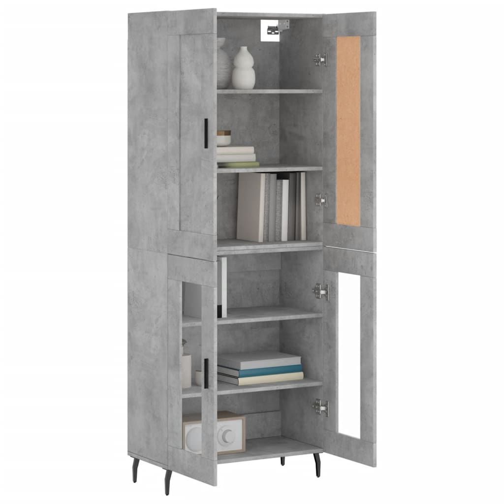 Dulap inalt, gri beton, 69,5x34x180, lemn compozit — imaginea 3