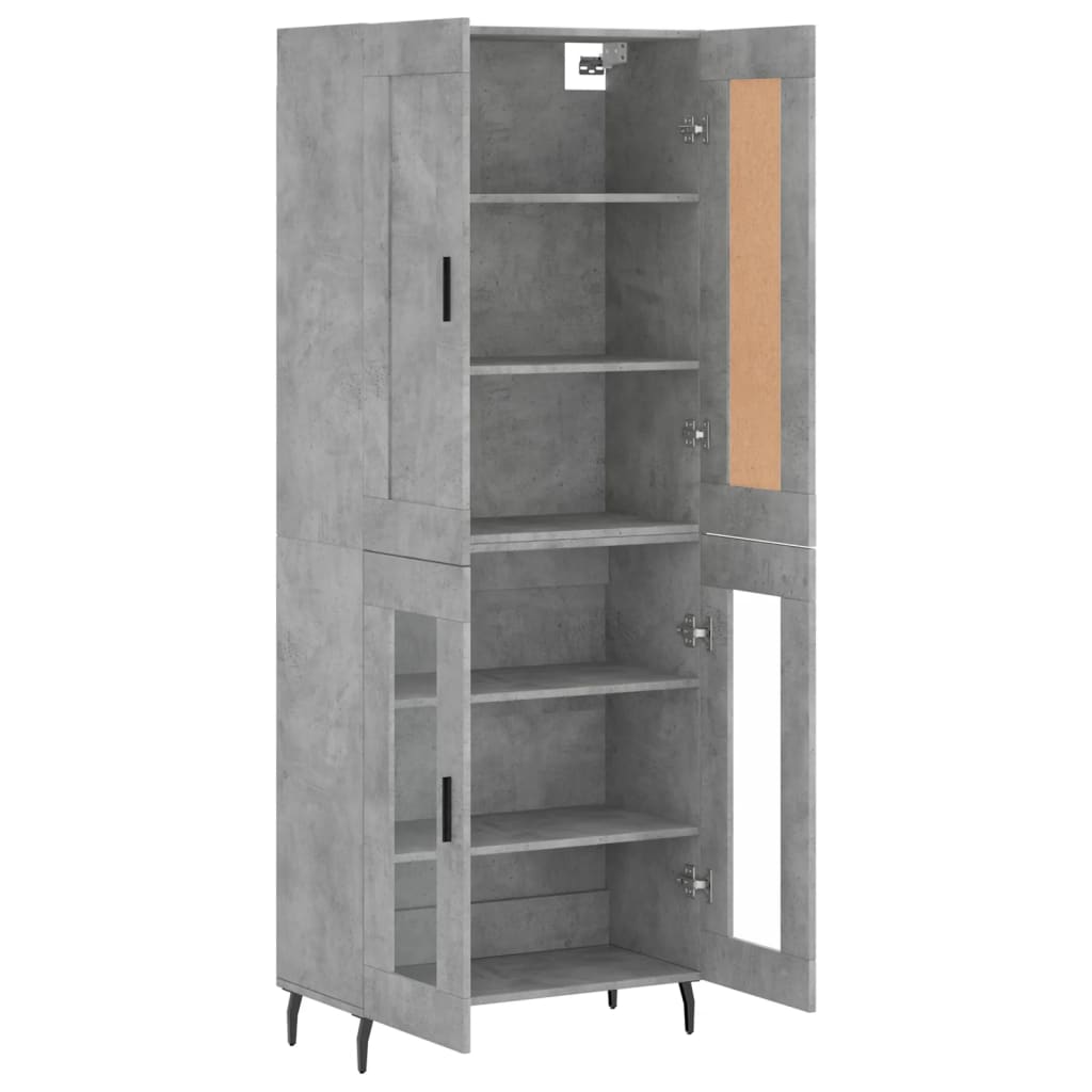 Dulap inalt, gri beton, 69,5x34x180, lemn compozit — imaginea 4