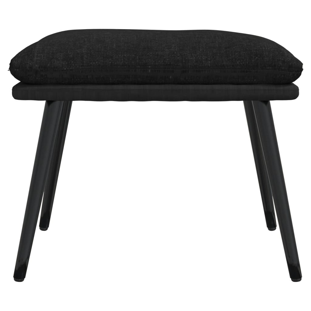 Fotoliu de relaxare cu taburet, negru, textil si piele ecologica — imaginea 9