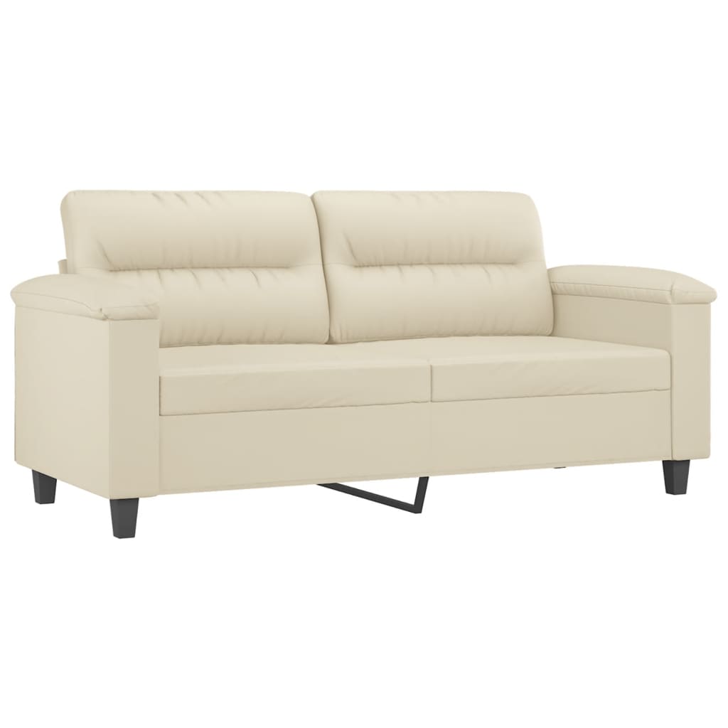 Canapea cu 2 locuri cu pernute, crem, 140 cm, piele ecologica — imaginea 4