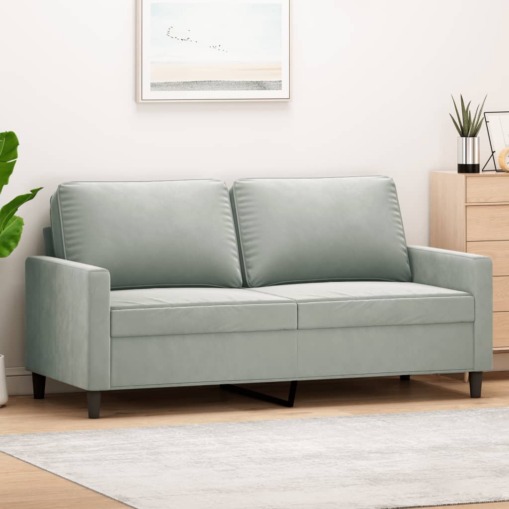 Canapea cu 2 locuri, gri deschis, 140 cm, catifea — imaginea 2