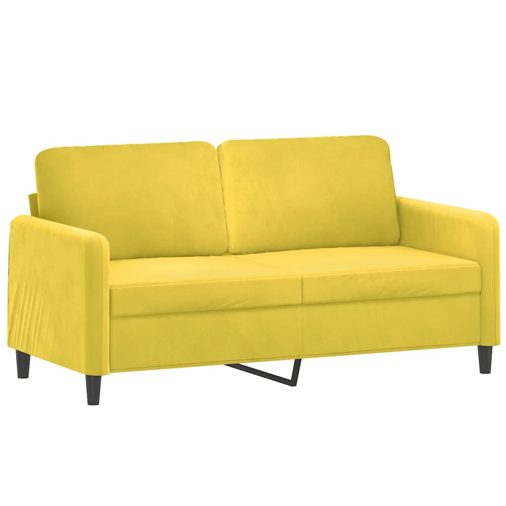 Canapea cu 2 locuri cu pernute, galben, 140 cm, catifea — imaginea 4