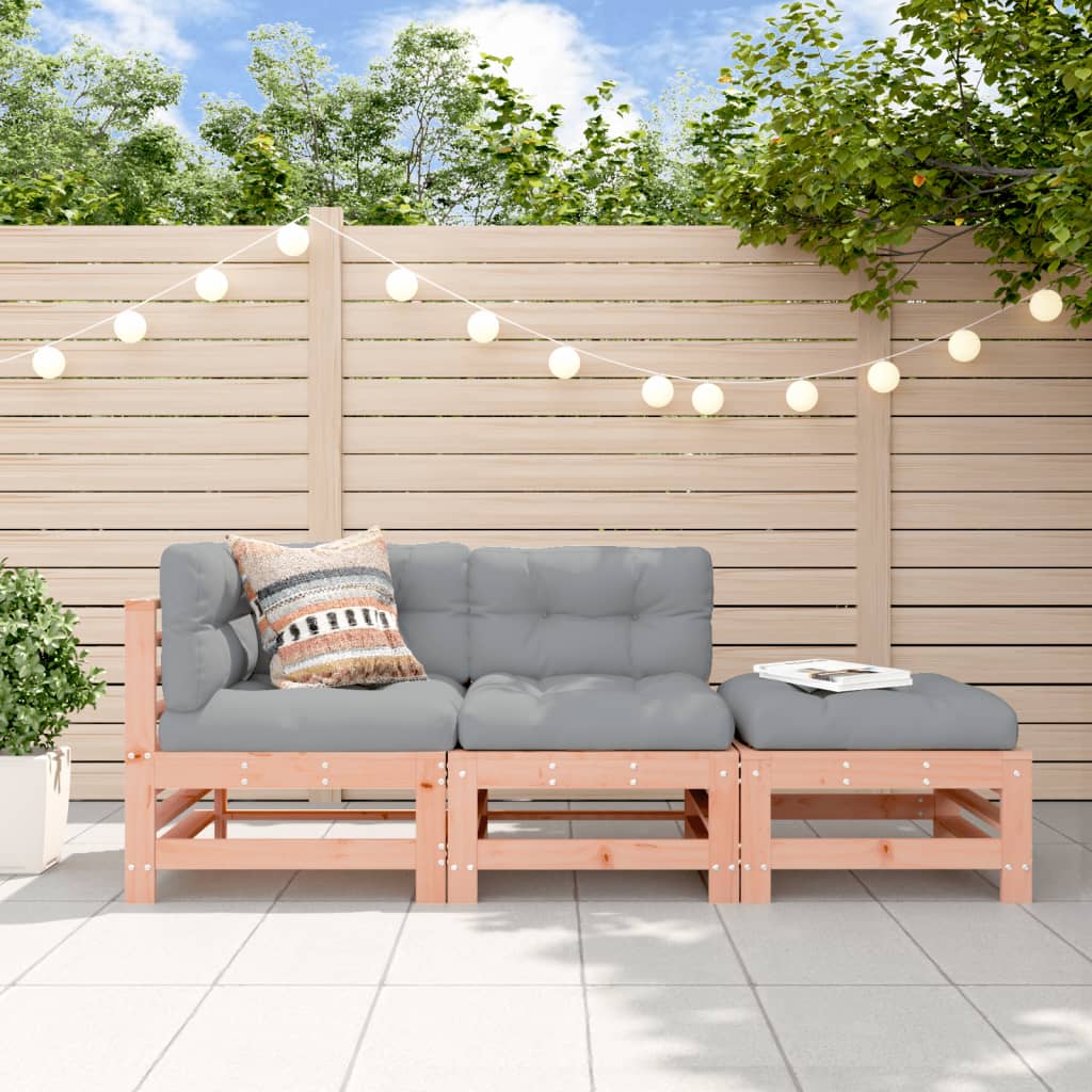 Set mobilier de gradina cu perne, 3 piese, lemn masiv douglas — imaginea 2