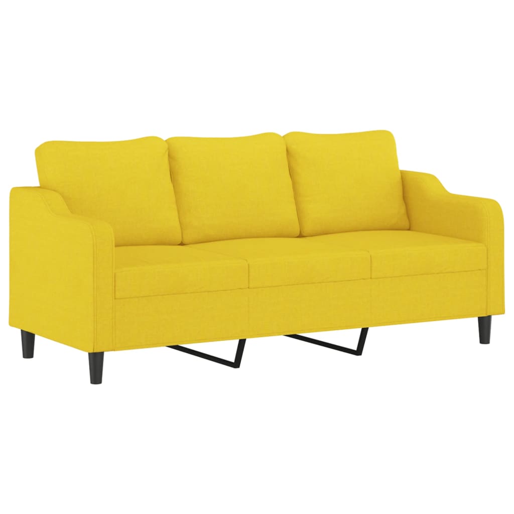 Canapea cu 3 locuri cu pernute, galben deschis, 180 cm, textil — imaginea 4