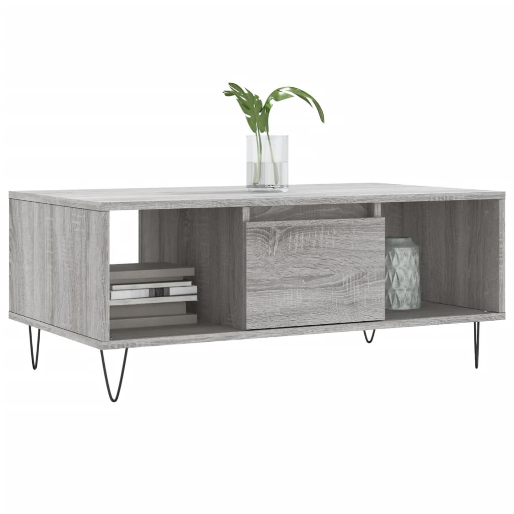Masuta de cafea, gri sonoma, 90x50x36,5 cm, lemn prelucrat — imaginea 3