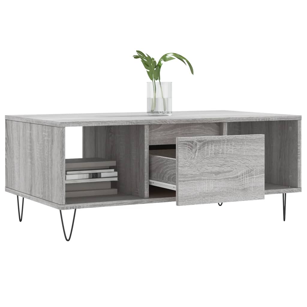 Masuta de cafea, gri sonoma, 90x50x36,5 cm, lemn prelucrat — imaginea 4