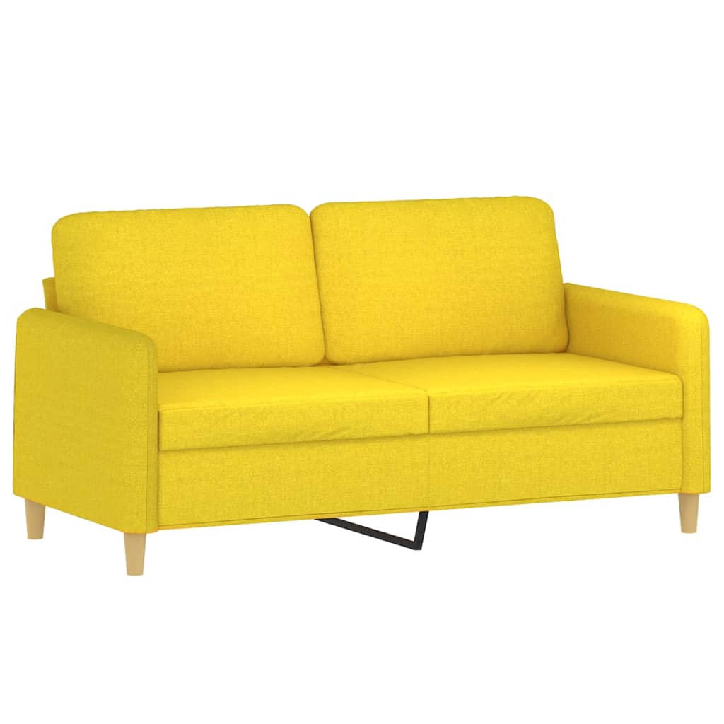 Canapea cu 2 locuri cu pernute, galben deschis, 140 cm, textil — imaginea 4