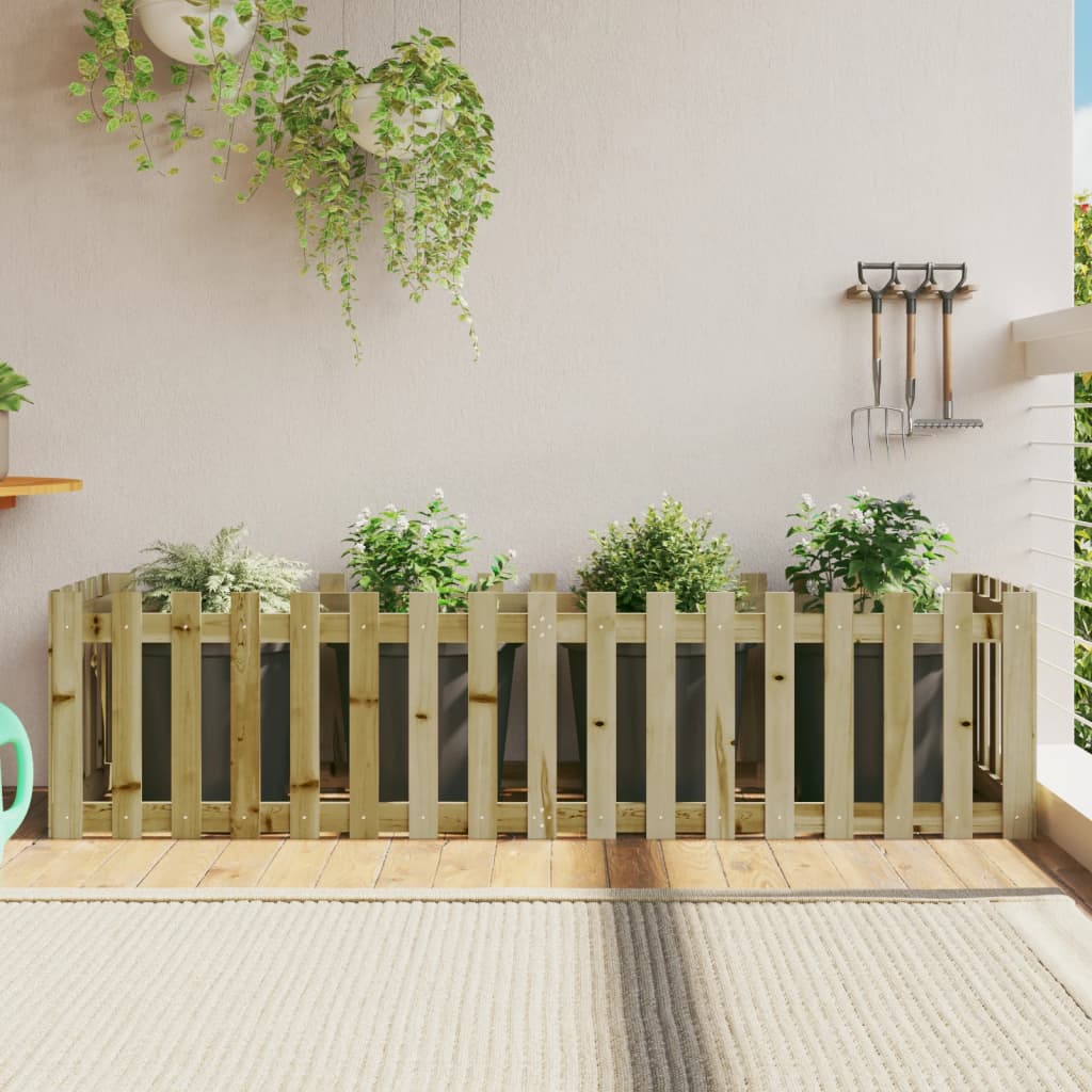 Pat inaltat gradina design gard 200x50x50 cm lemn impregnat pin, tratat natural — imaginea 2