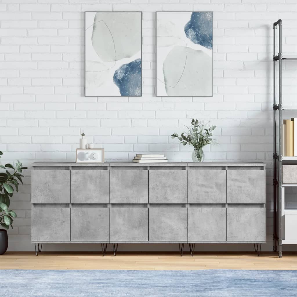 Servante, 3 piese, gri beton, lemn prelucrat — imaginea 2