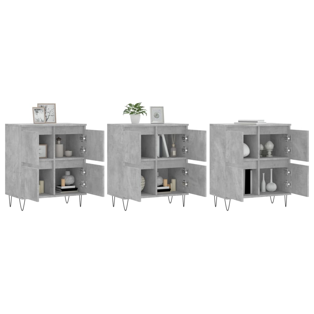 Servante, 3 piese, gri beton, lemn prelucrat — imaginea 3