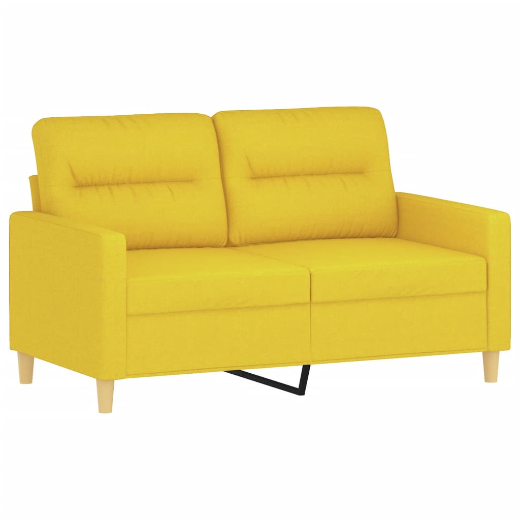 Canapea cu 2 locuri cu pernute, galben deschis, 120 cm, textil — imaginea 4