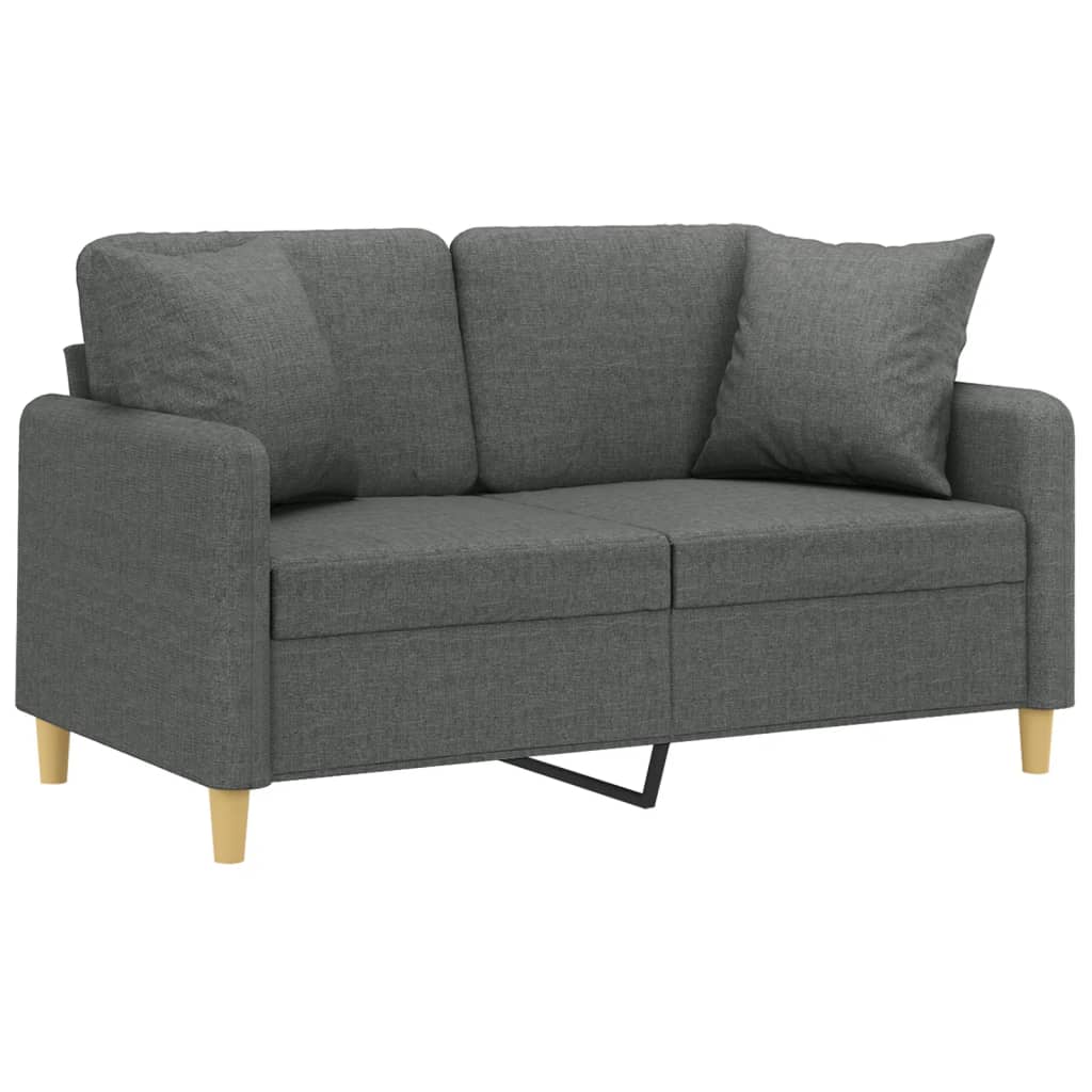 Canapea cu 2 locuri cu pernute, gri inchis, 120 cm, textil — imaginea 3