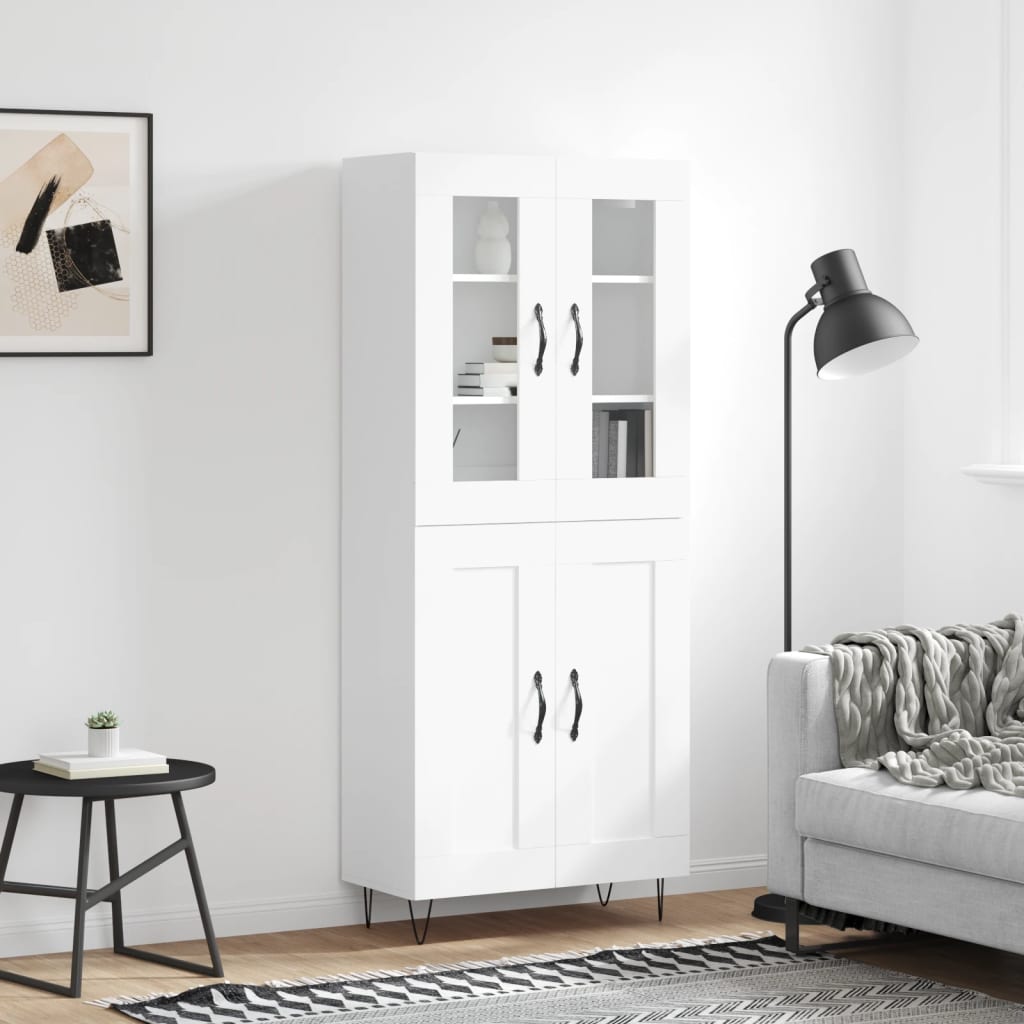 Dulap inalt, alb, 69,5x34x180 cm, lemn compozit — imaginea 2