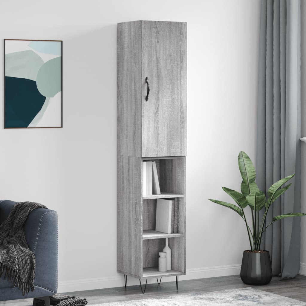 Dulap inalt, gri sonoma, 34,5x34x180 cm, lemn prelucrat — imaginea 2