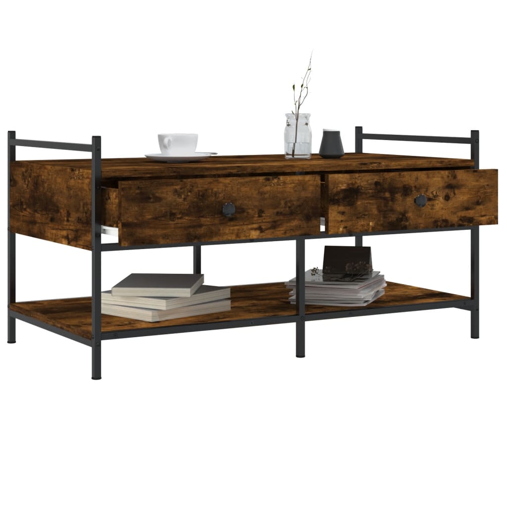 Masuta de cafea, stejar fumuriu, 99x50x50 cm, lemn prelucrat — imaginea 4