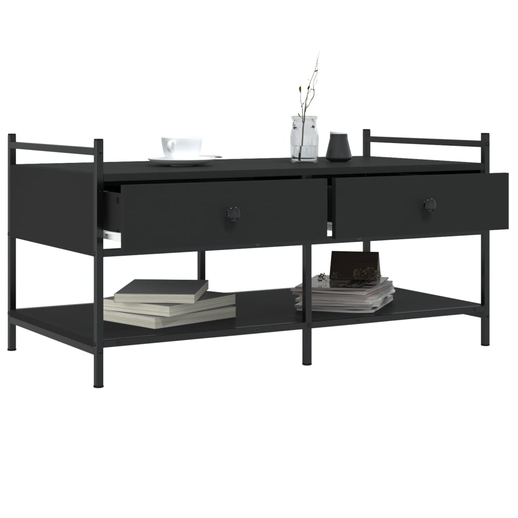 Masuta de cafea, negru, 99x50x50 cm, lemn prelucrat — imaginea 4