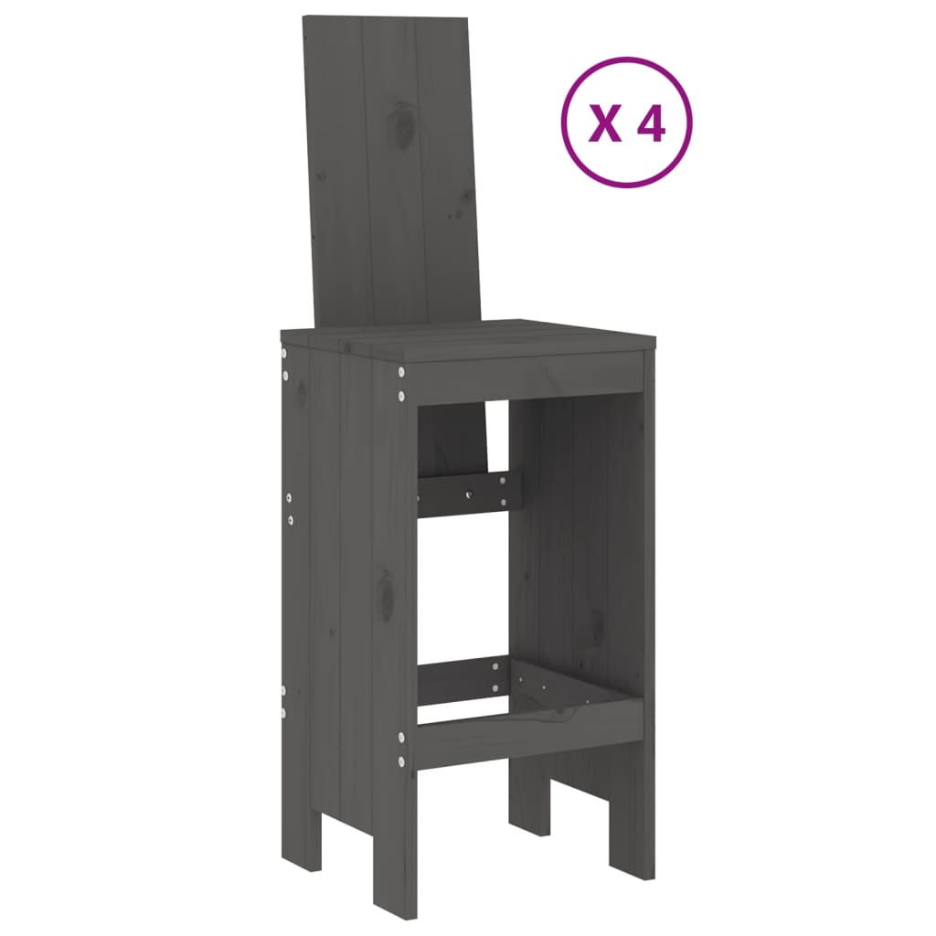 Set mobilier bar pentru gradina, 5 piese, gri, lemn masiv pin — imaginea 3