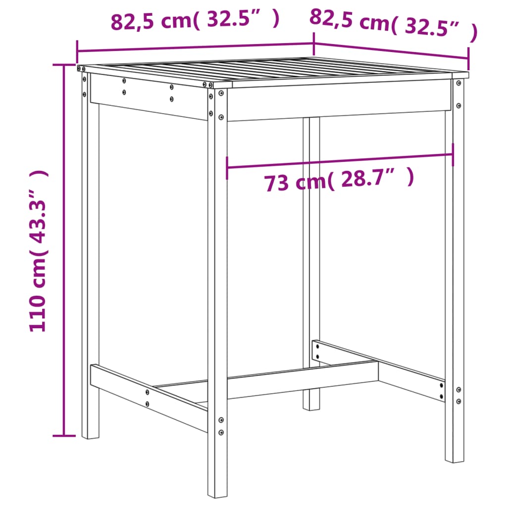 Set mobilier bar pentru gradina, 5 piese, gri, lemn masiv pin — imaginea 9