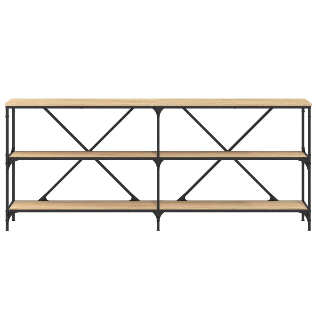 Masa consola stejar sonoma 180x30x75 cm lemn prelucrat si fier — imaginea 4