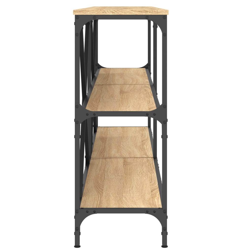 Masa consola stejar sonoma 180x30x75 cm lemn prelucrat si fier — imaginea 5