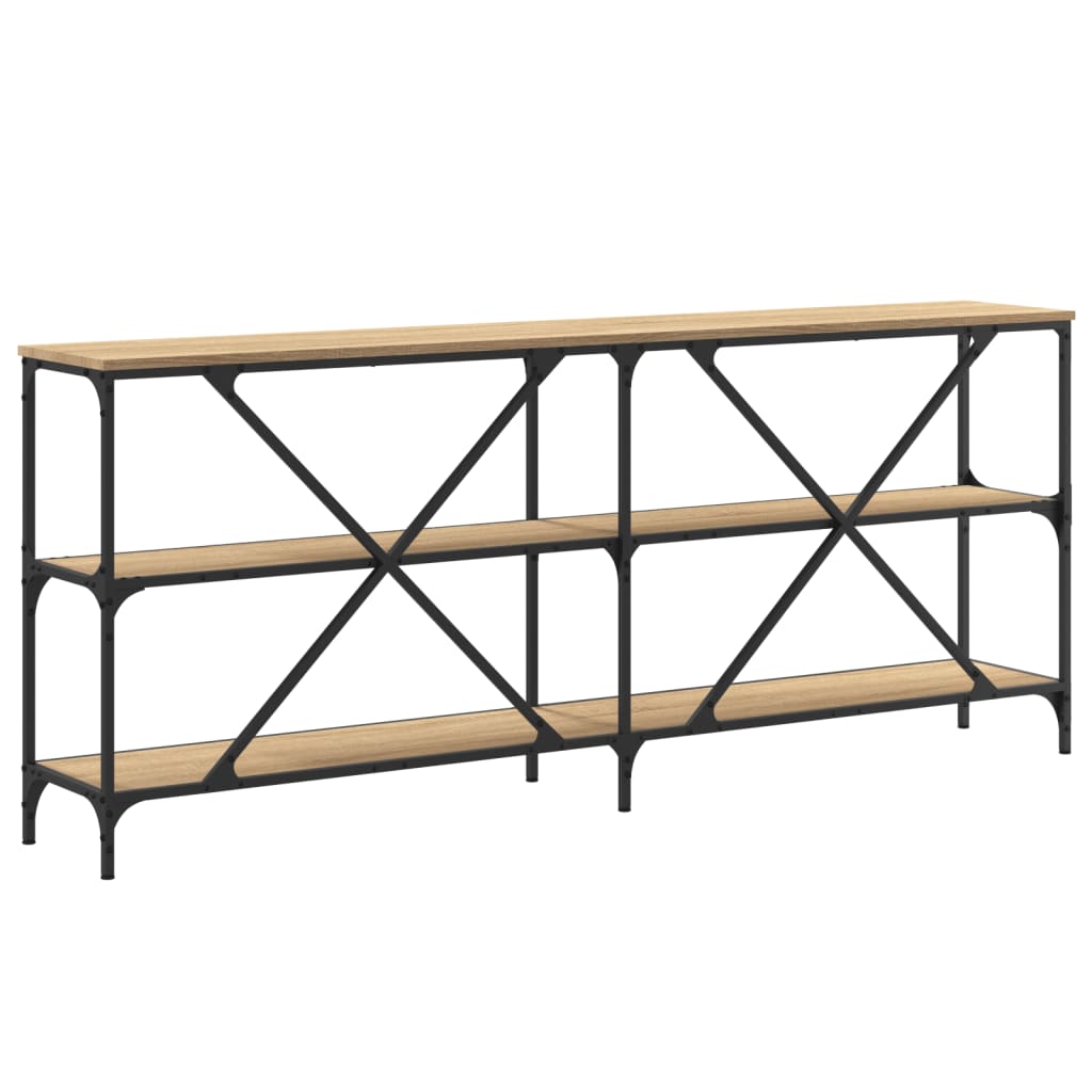 Masa consola stejar sonoma 180x30x75 cm lemn prelucrat si fier — imaginea 6