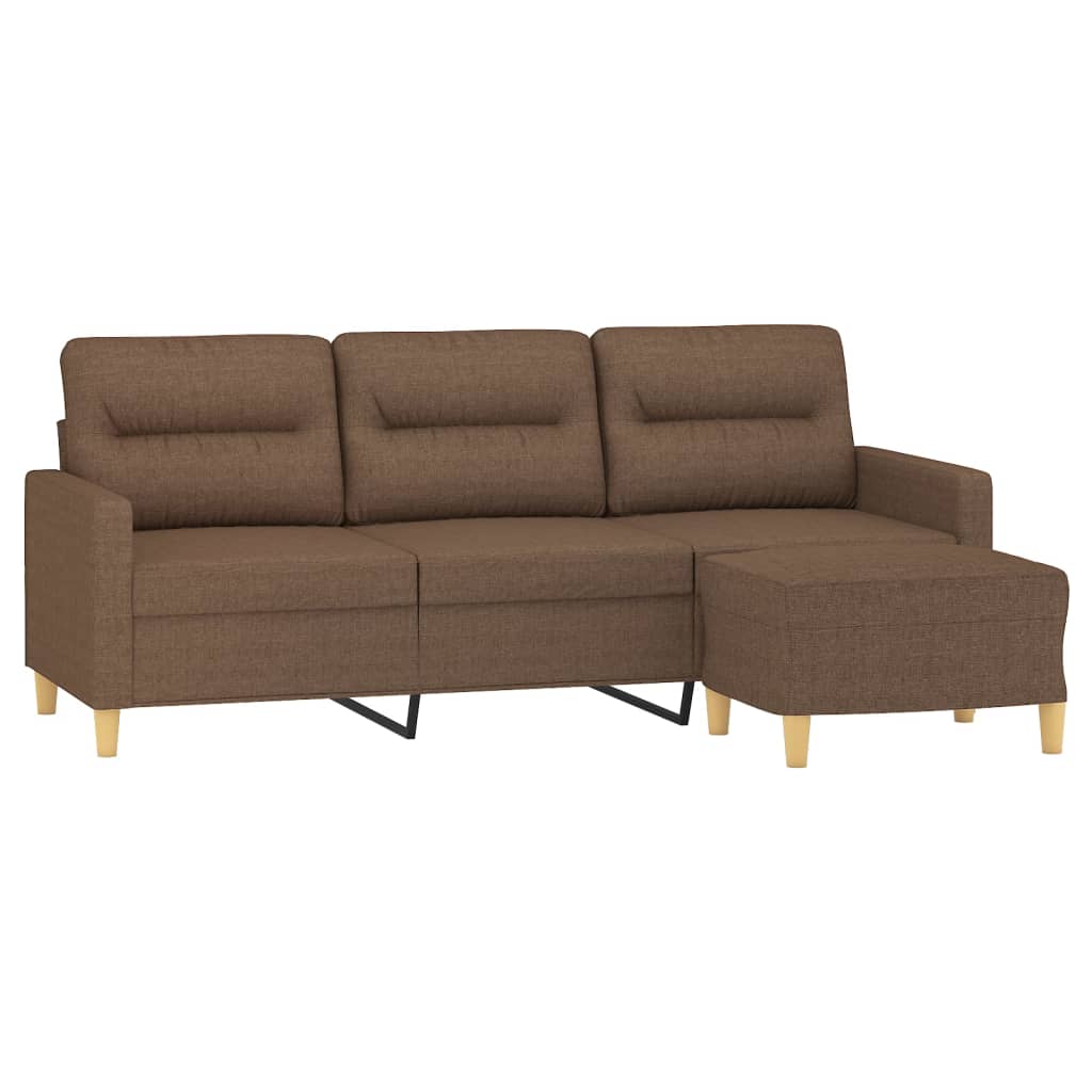 Canapea cu 3 locuri cu taburet, maro, 180 cm, material textil — imaginea 3