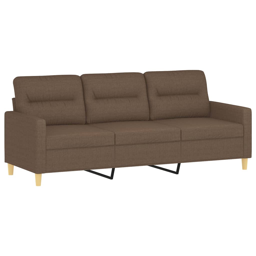 Canapea cu 3 locuri cu taburet, maro, 180 cm, material textil — imaginea 4
