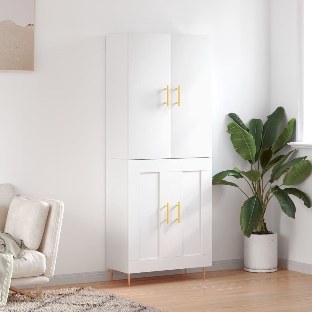 Dulap inalt, alb, 69,5x34x180 cm, lemn compozit — imaginea 2