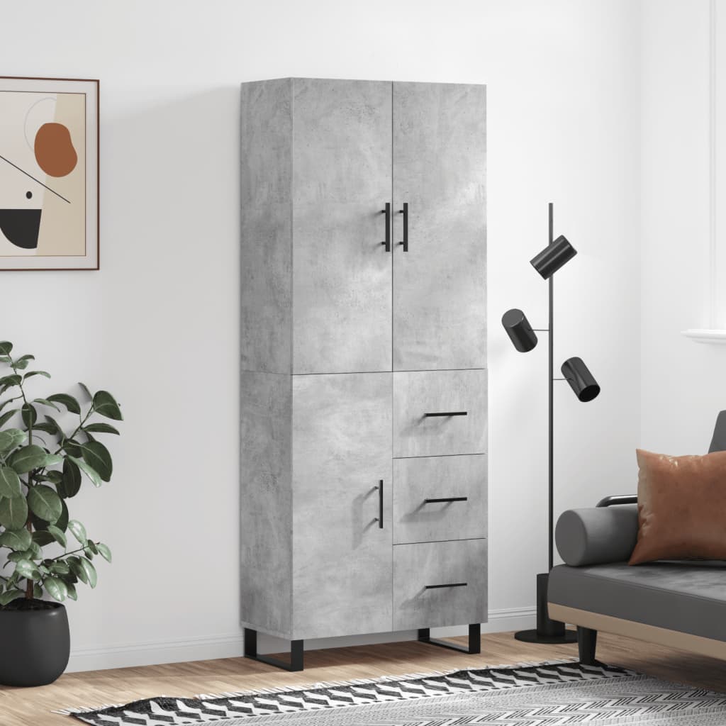 Dulap inalt, gri beton, 69,5x34x180, lemn compozit — imaginea 2