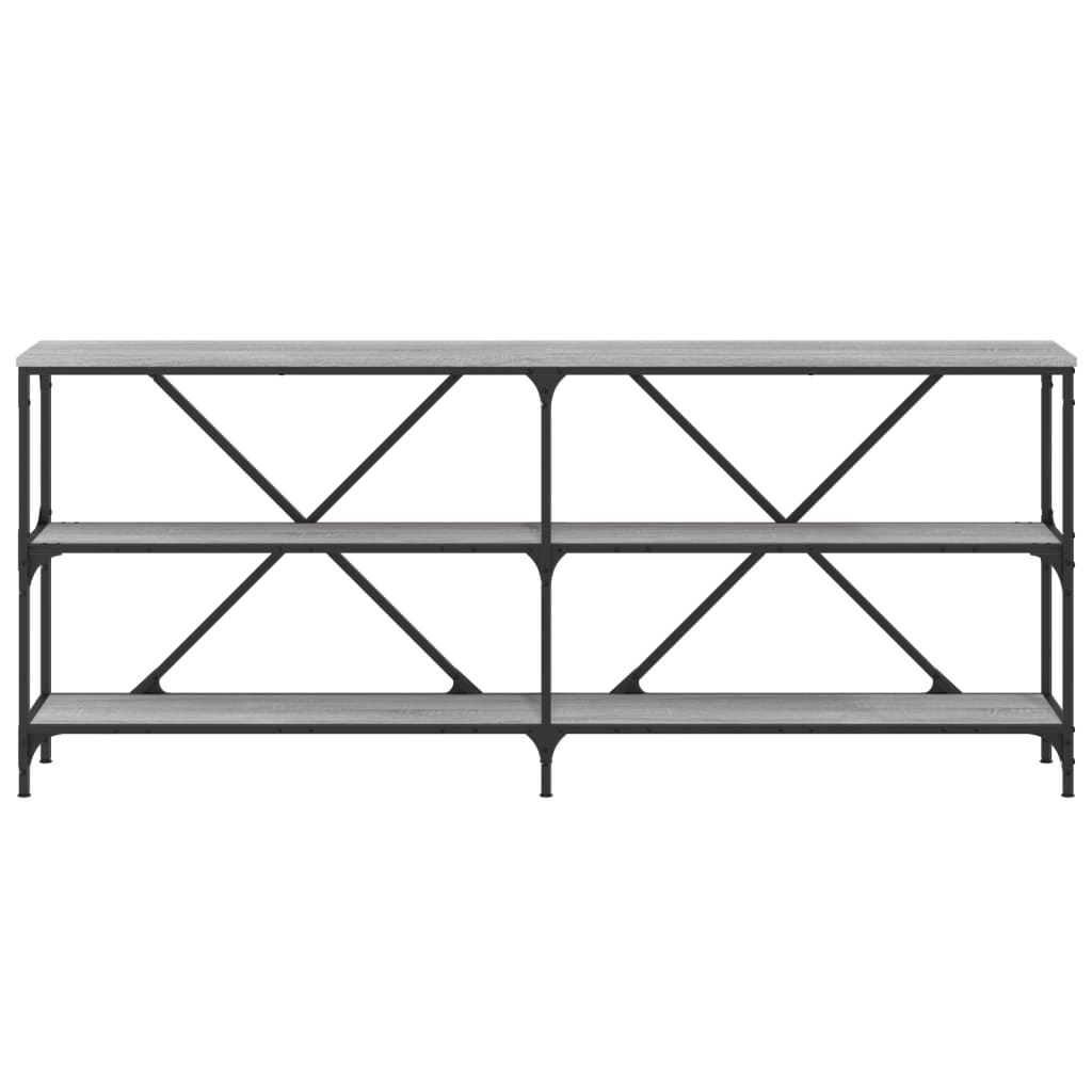 Masa consola gri sonoma 180x30x75 cm Lemn prelucrat si fier — imaginea 4