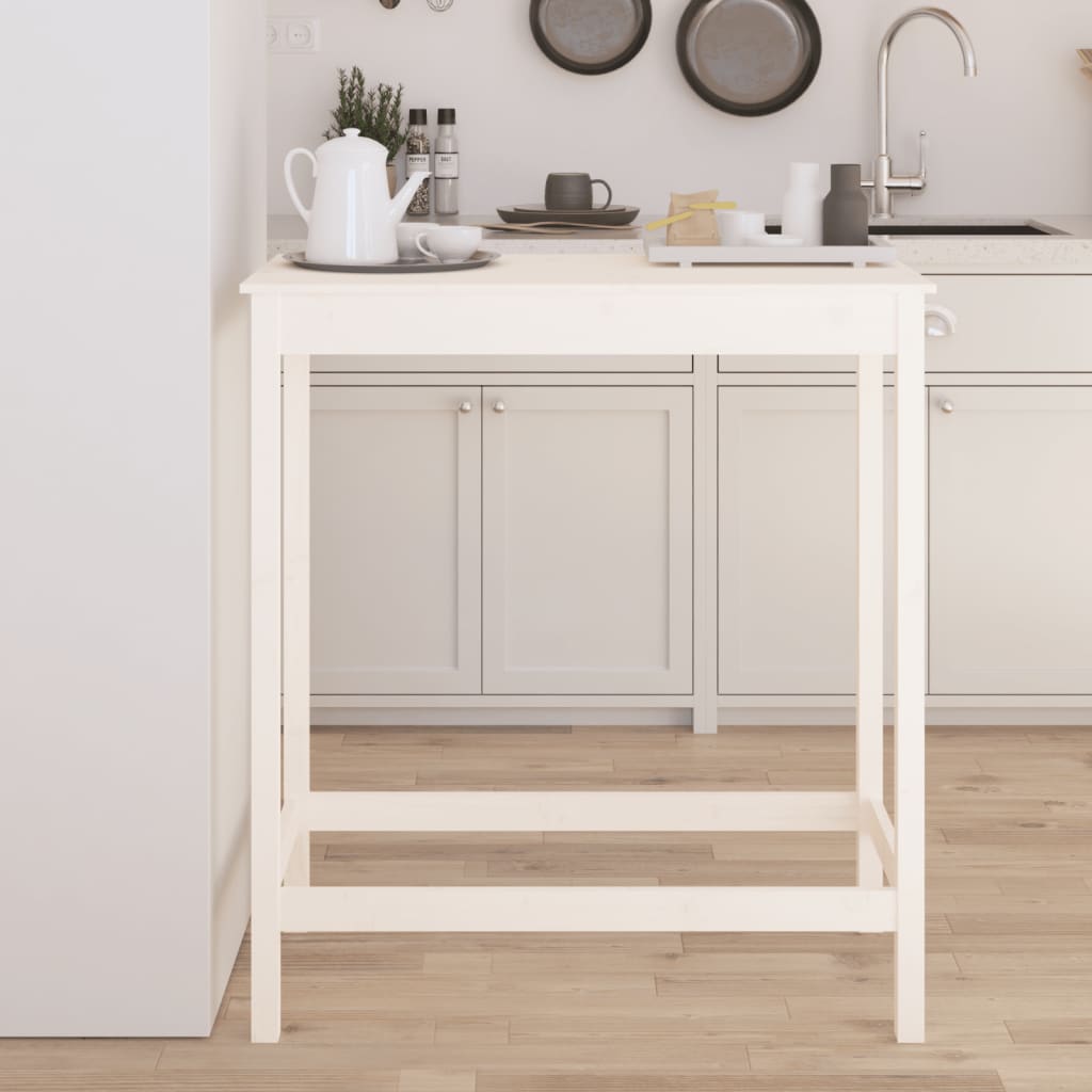 Masa de bar, alb, 100x50x110 cm, lemn masiv de pin — imaginea 2