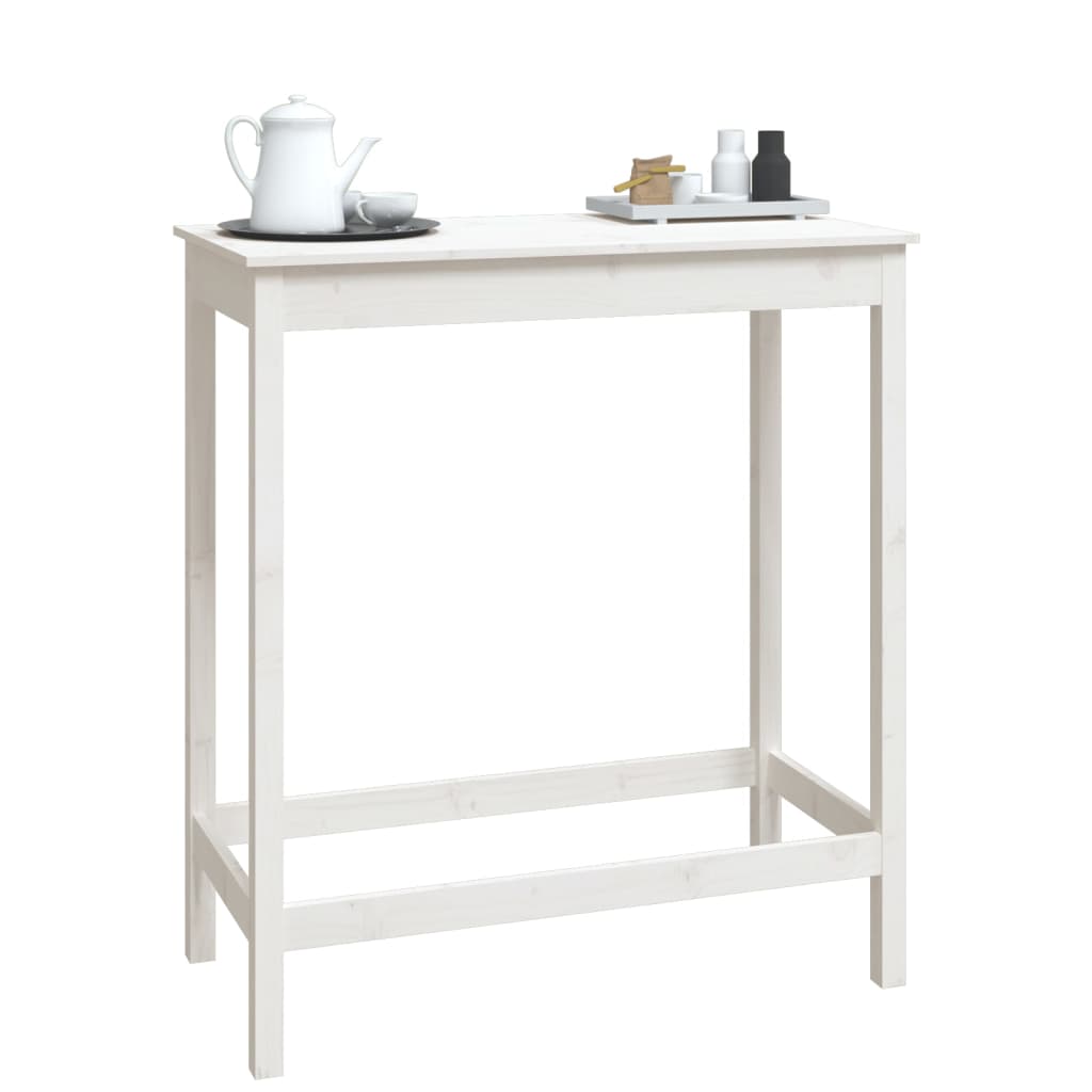 Masa de bar, alb, 100x50x110 cm, lemn masiv de pin — imaginea 4