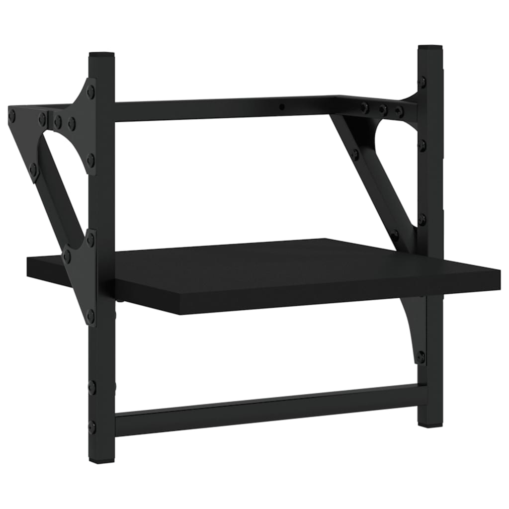 Rafturi de perete cu bare, 2 buc, negru, 30x25x30 cm — imaginea 4