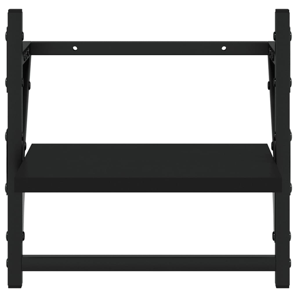 Rafturi de perete cu bare, 2 buc, negru, 30x25x30 cm — imaginea 5
