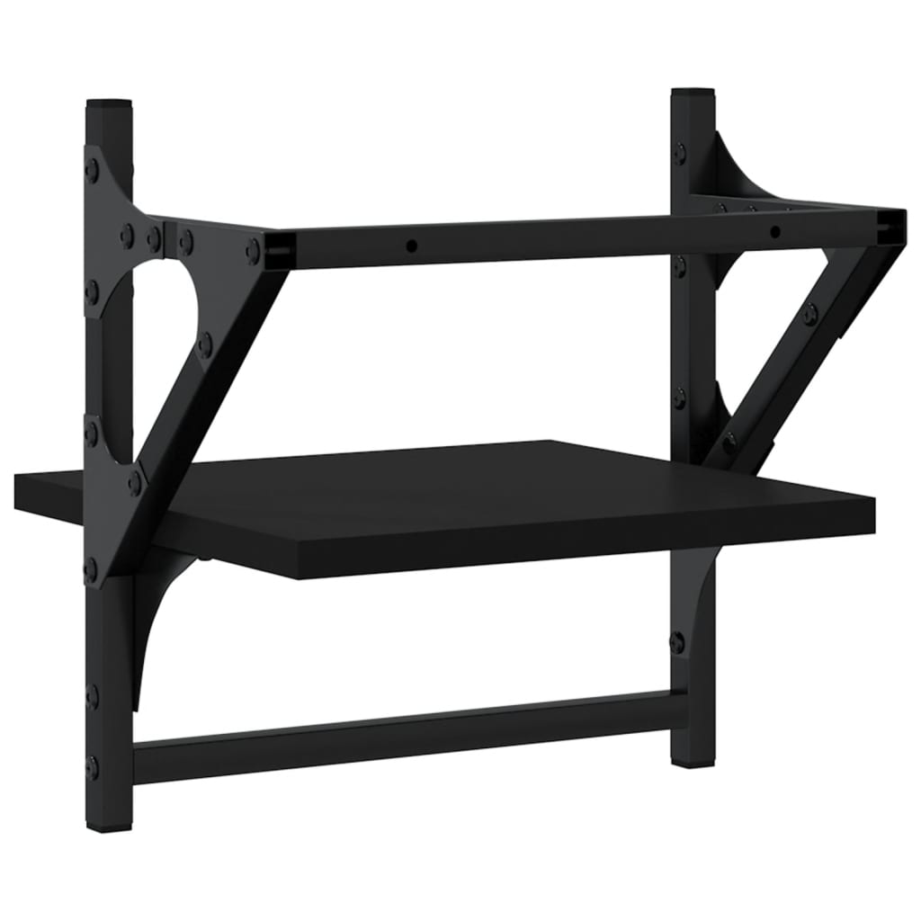 Rafturi de perete cu bare, 2 buc, negru, 30x25x30 cm — imaginea 7