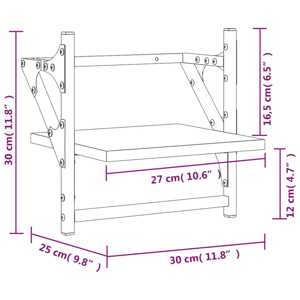 Rafturi de perete cu bare, 2 buc, negru, 30x25x30 cm — imaginea 9