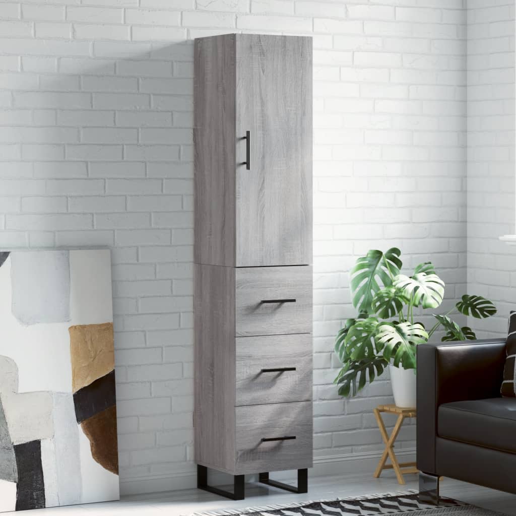 Dulap inalt, gri sonoma, 34,5x34x180 cm, lemn prelucrat — imaginea 2
