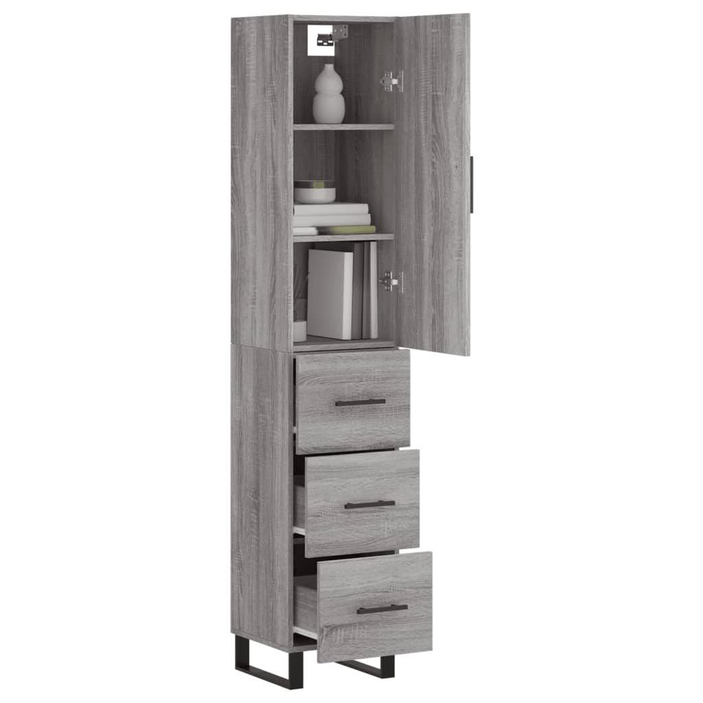 Dulap inalt, gri sonoma, 34,5x34x180 cm, lemn prelucrat — imaginea 3