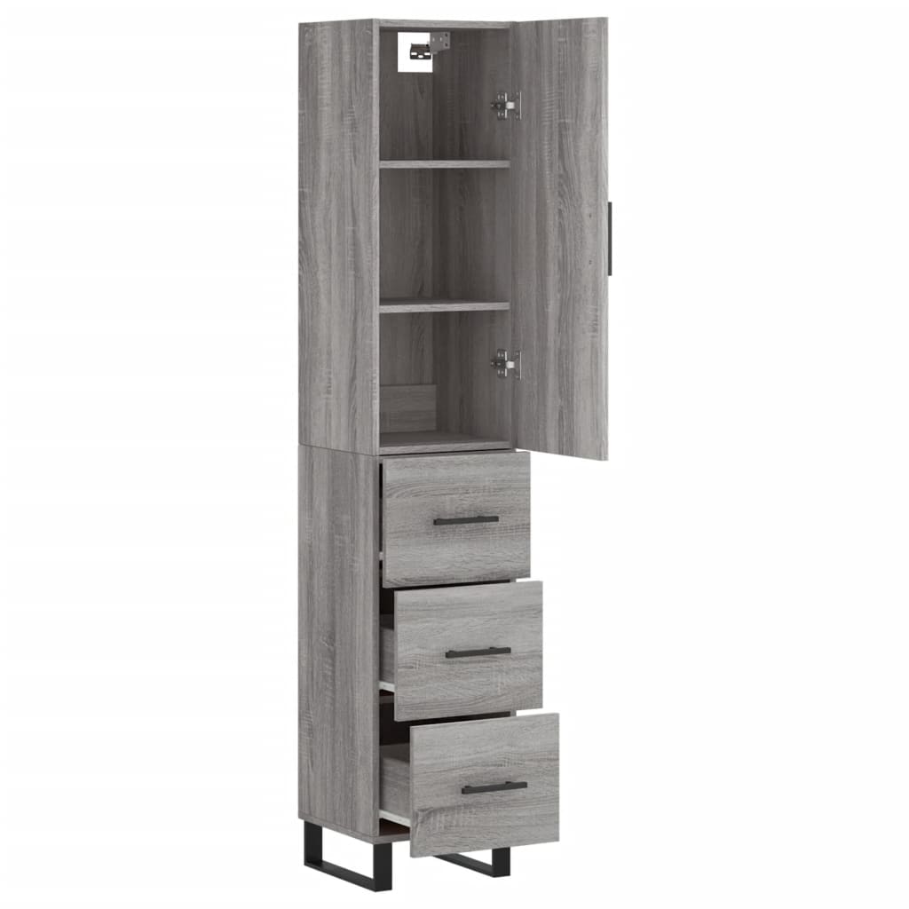 Dulap inalt, gri sonoma, 34,5x34x180 cm, lemn prelucrat — imaginea 4