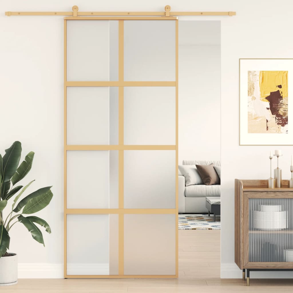 Usa glisanta, auriu, 90x205 cm, sticla ESG mata si aluminiu — imaginea 2