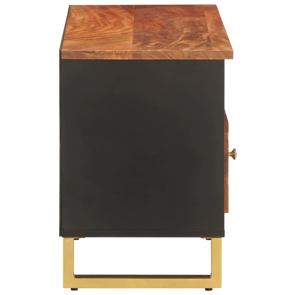 Dulap TV, maro si negru, 100x33,5x46 cm, lemn masiv de mango — imaginea 5