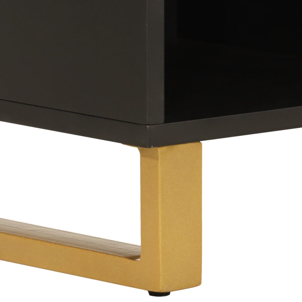 Dulap TV, maro si negru, 100x33,5x46 cm, lemn masiv de mango — imaginea 9