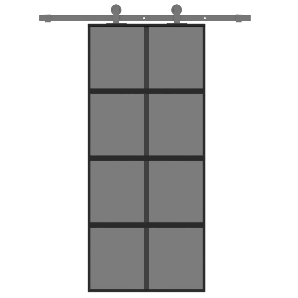 Usa glisanta, negru, 90x205 cm, sticla securizata si aluminiu — imaginea 3