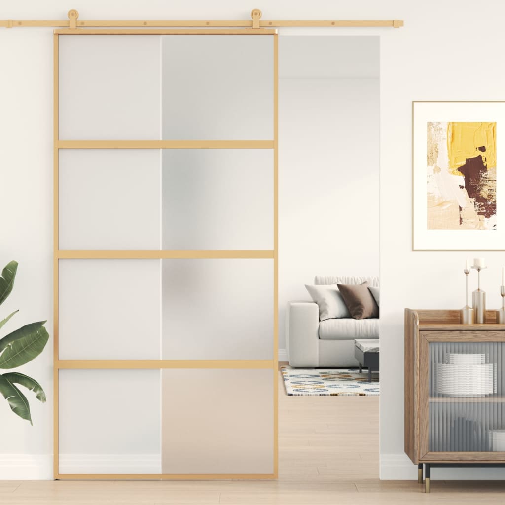 Usa glisanta, auriu, 102,5x205 cm, sticla ESG mata si aluminiu — imaginea 2