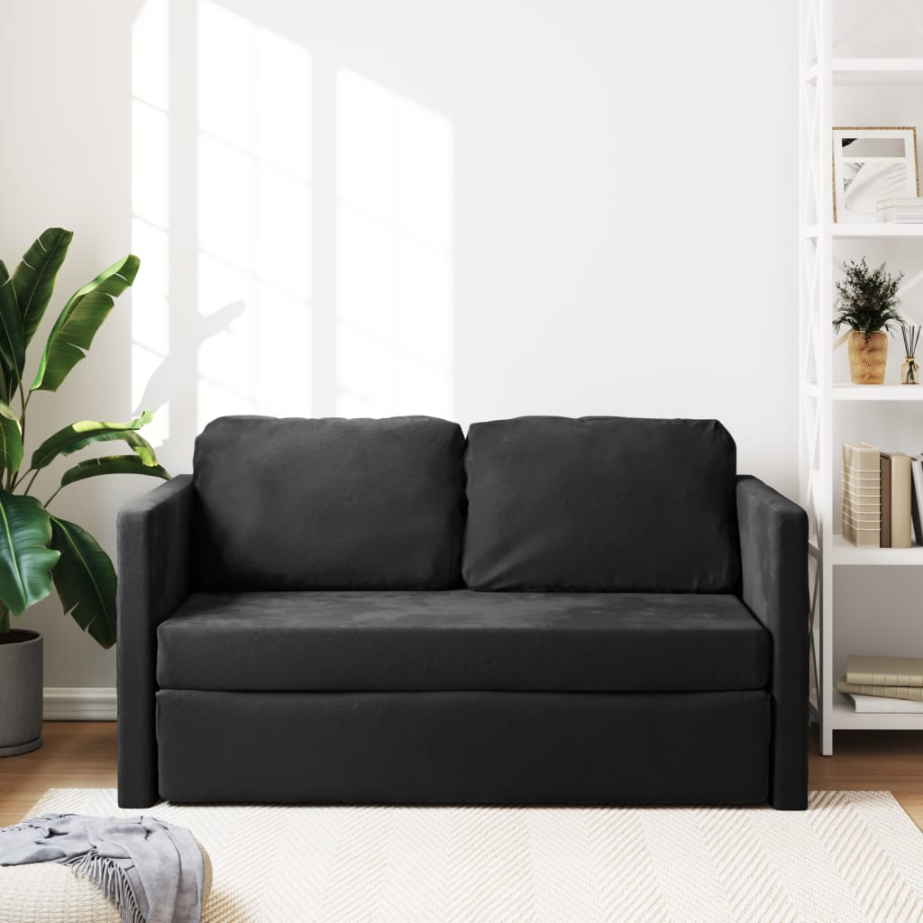 Canapea extensibila 2 in 1, negru, 122x204x55 cm catifea — imaginea 3